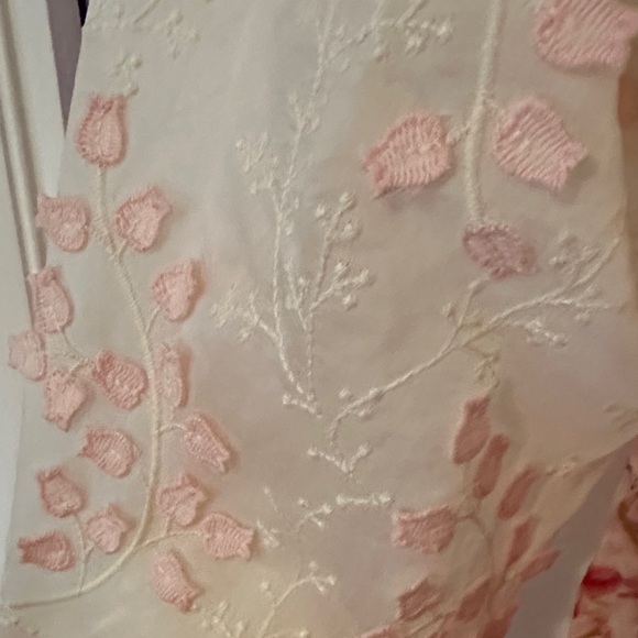 POL Floral Appliqué Sheer Button Down Top - Picture 3 of 5